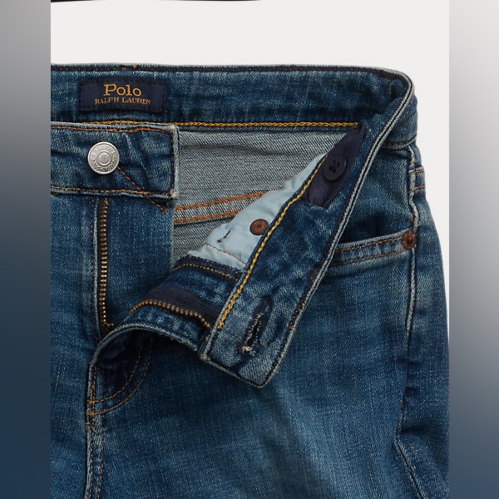 Polo Ralph Lauren Big Boys Hampton Straight Stretch Denim Blue Jeans Size 18